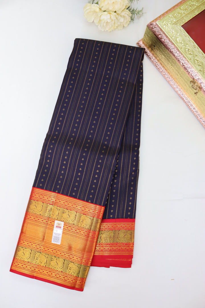 Regal Dark Blue Pure Kanjipuram Saree