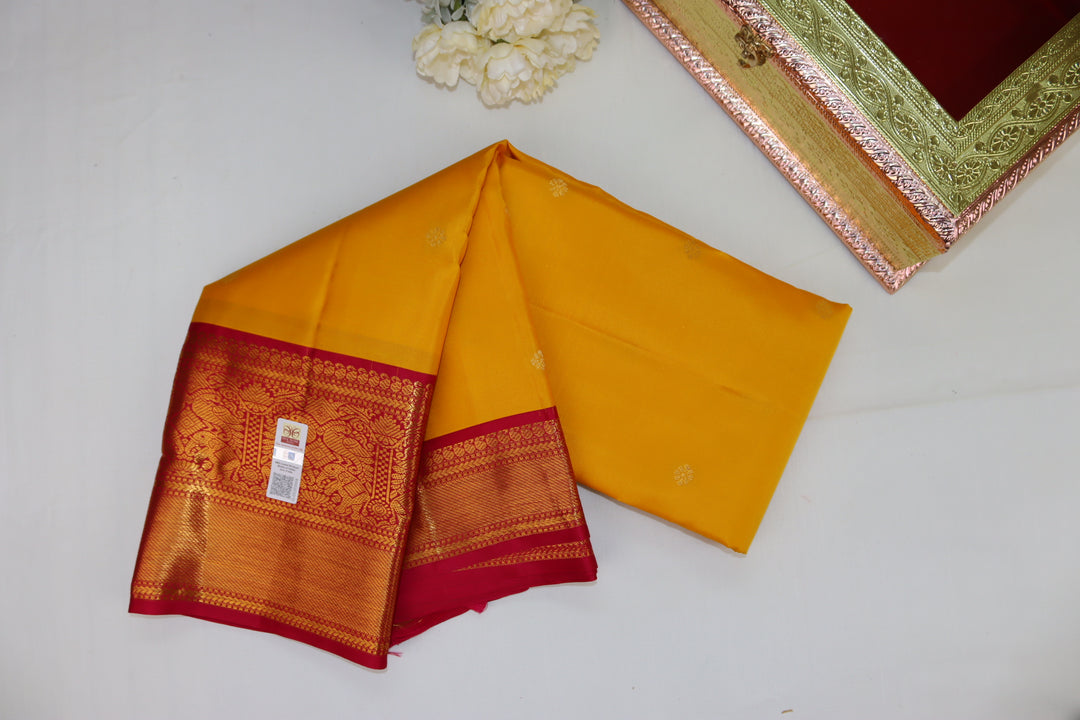 Rich yellow Pure Kanjipuram Saree