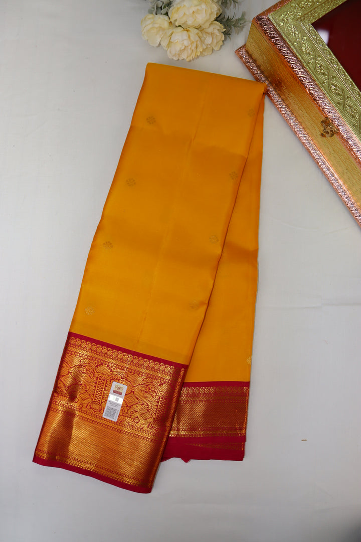 Rich yellow Pure Kanjipuram Saree