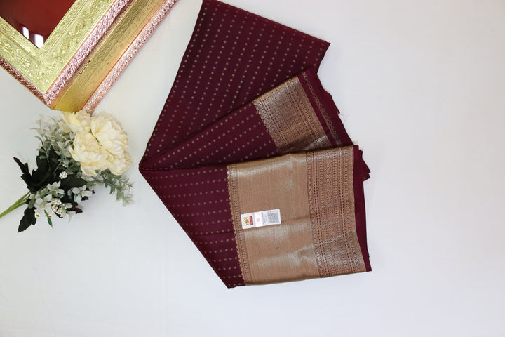 Radiant Marron Pure Kanjipuram Saree