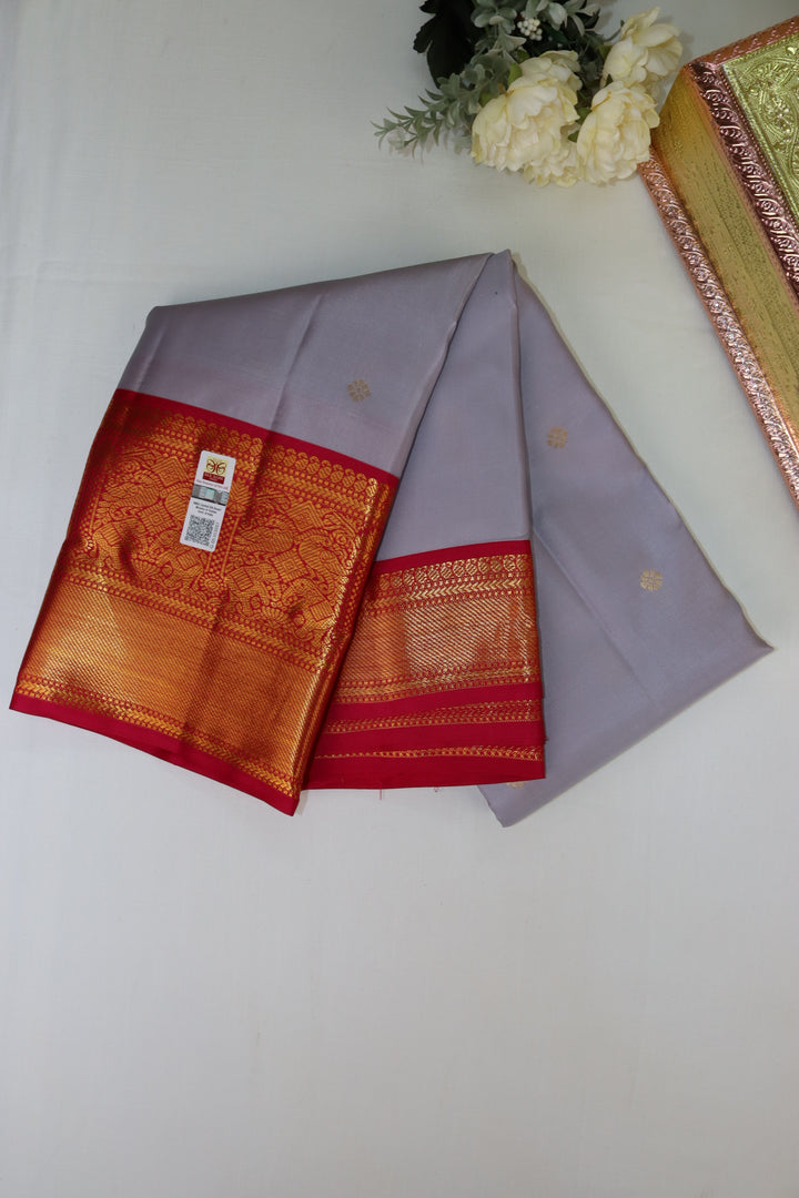 Opulent Grey Pure Kanjipuram Saree