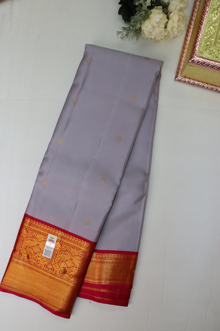 Opulent Grey Pure Kanjipuram Saree