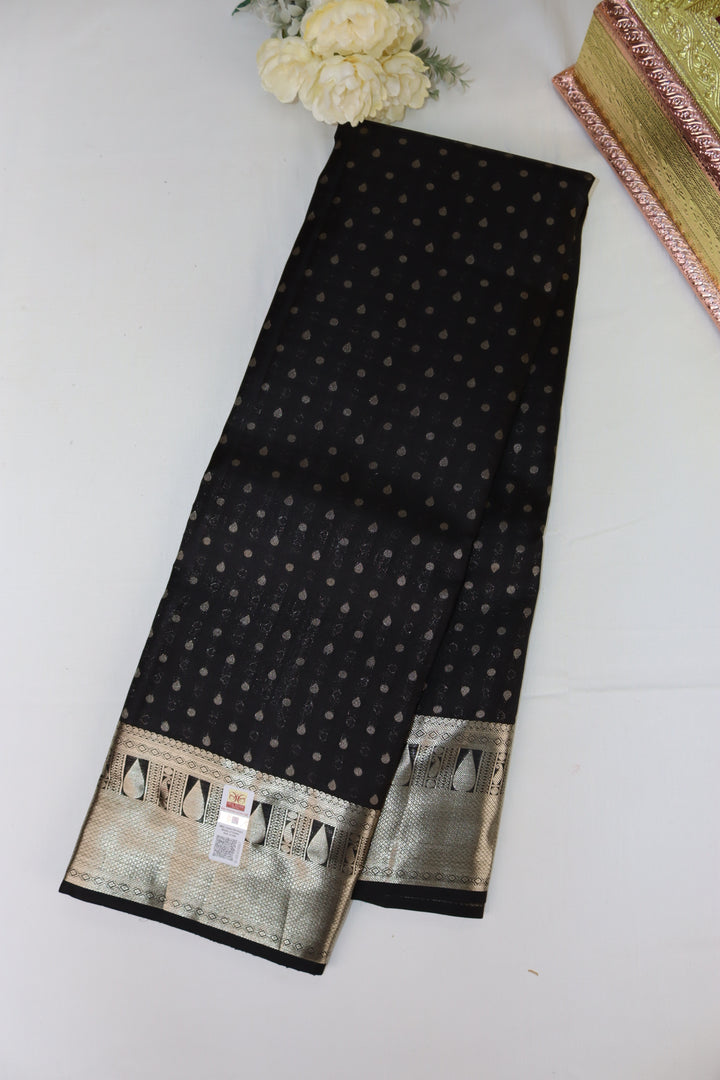 Royal Black Pure Kanjipuram Saree