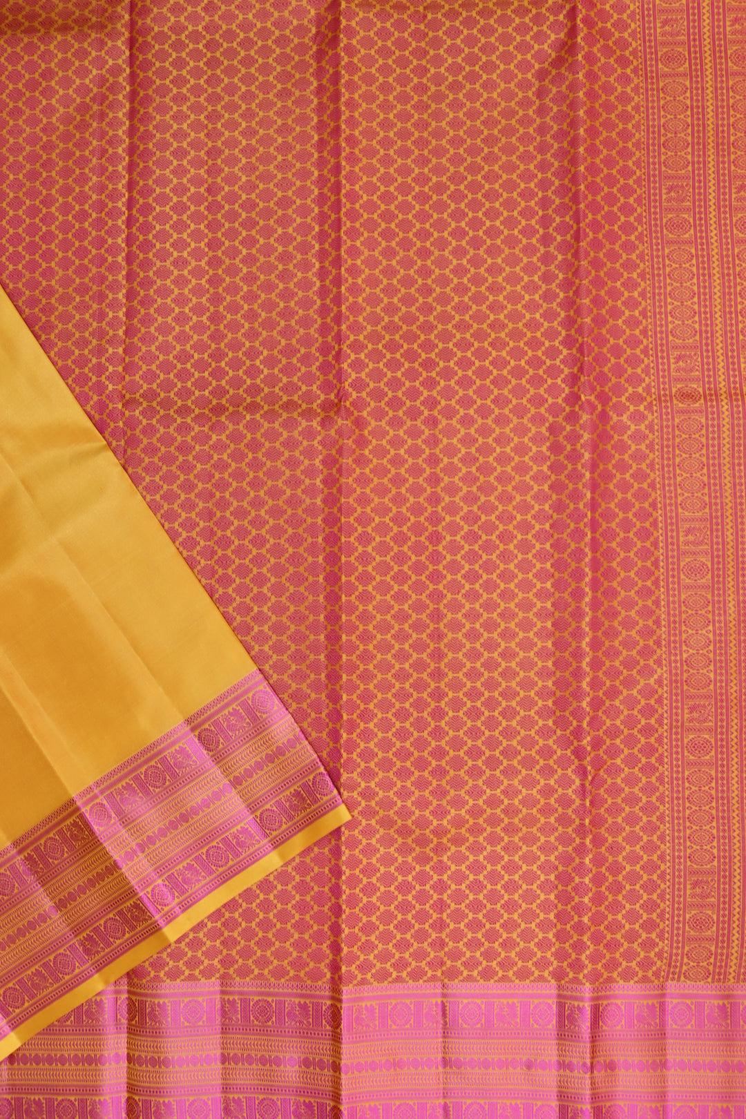 Exquisite Musturd Yellow Pure Kanjipuram Saree