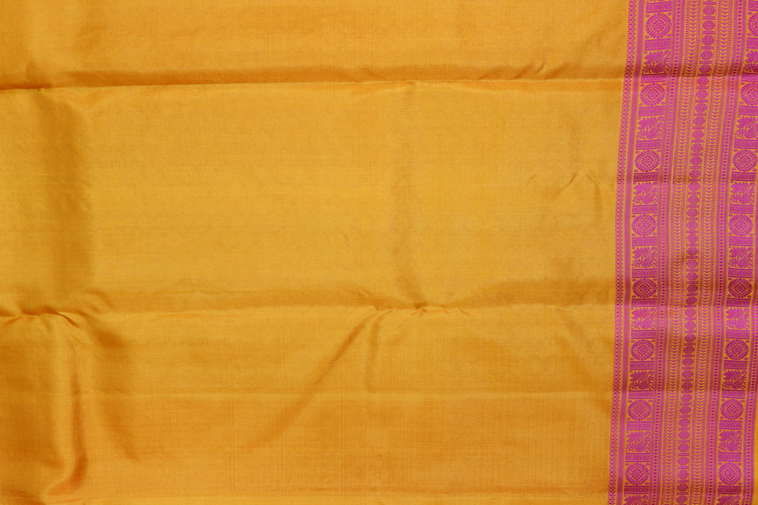 Exquisite Musturd Yellow Pure Kanjipuram Saree