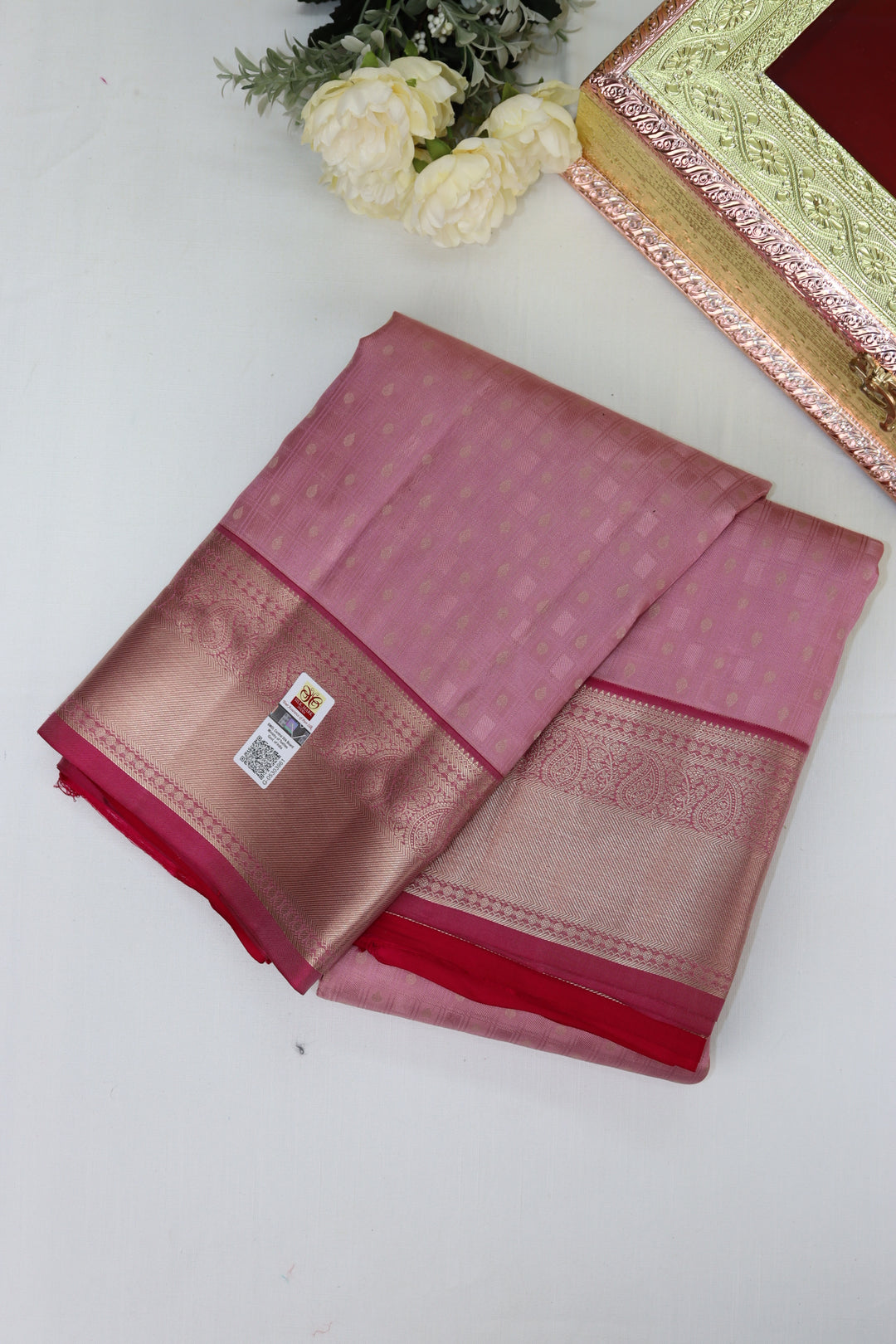 Regal Peach Pure Kanjipuram Saree