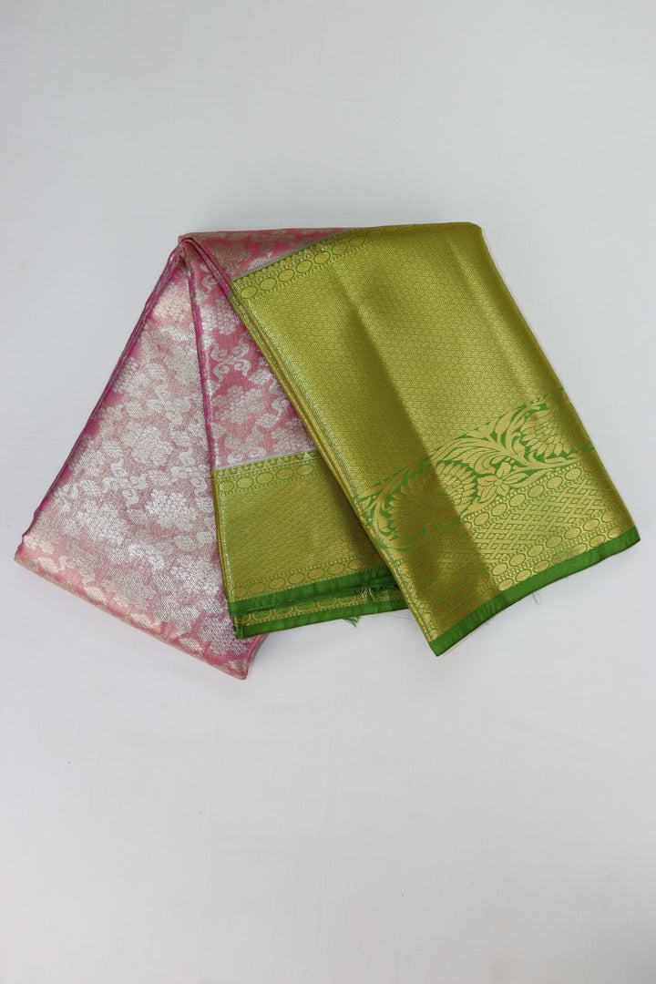 Rich Coral Pink Kanjipuram Saree