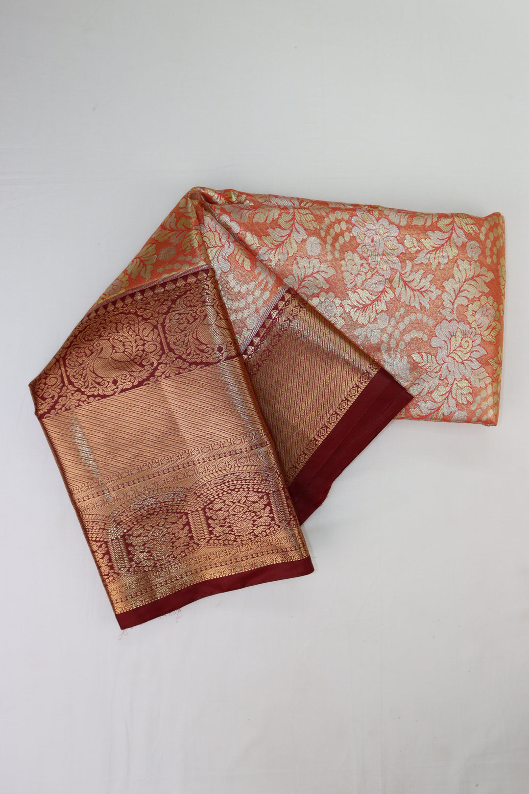 Stunning Orange Kanjipuram Saree