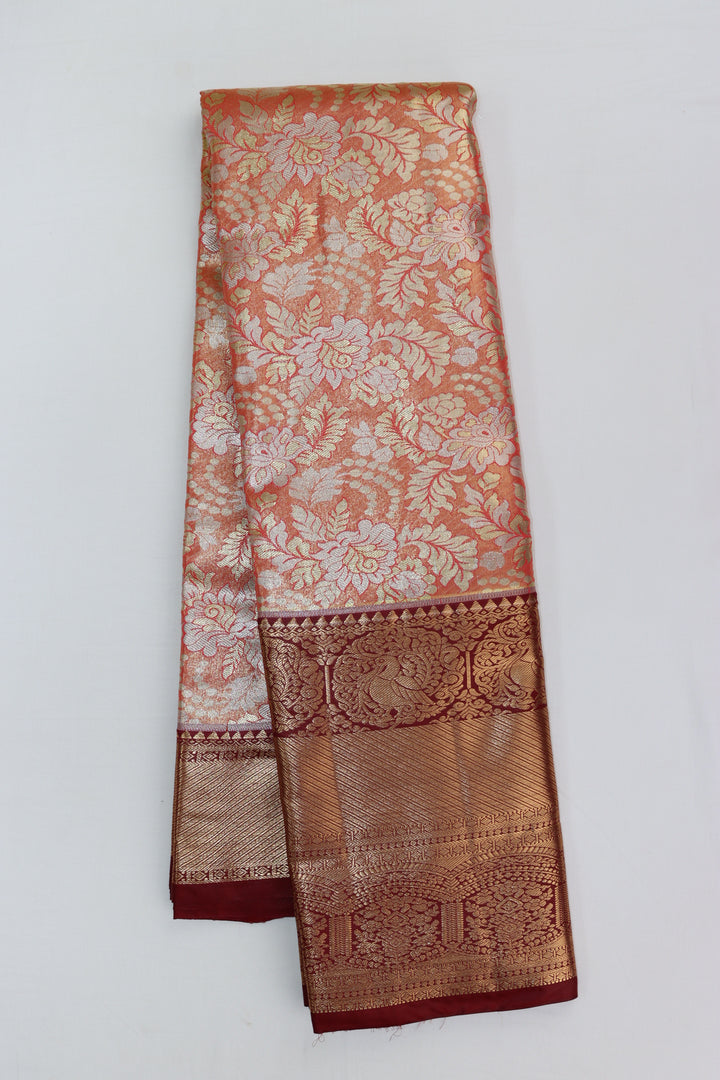 Stunning Orange Kanjipuram Saree