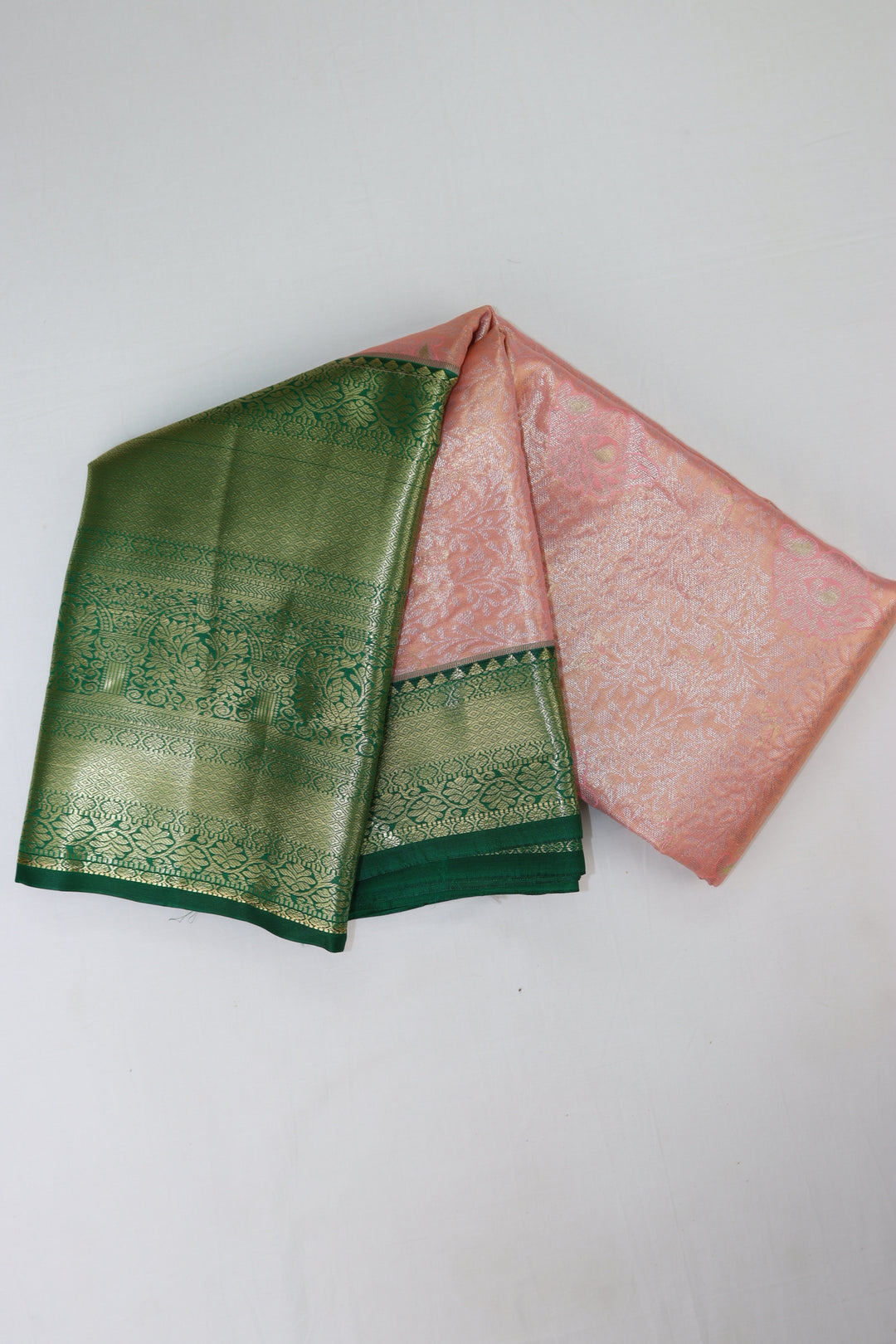 Divine Light Peach Kanjipuram Saree