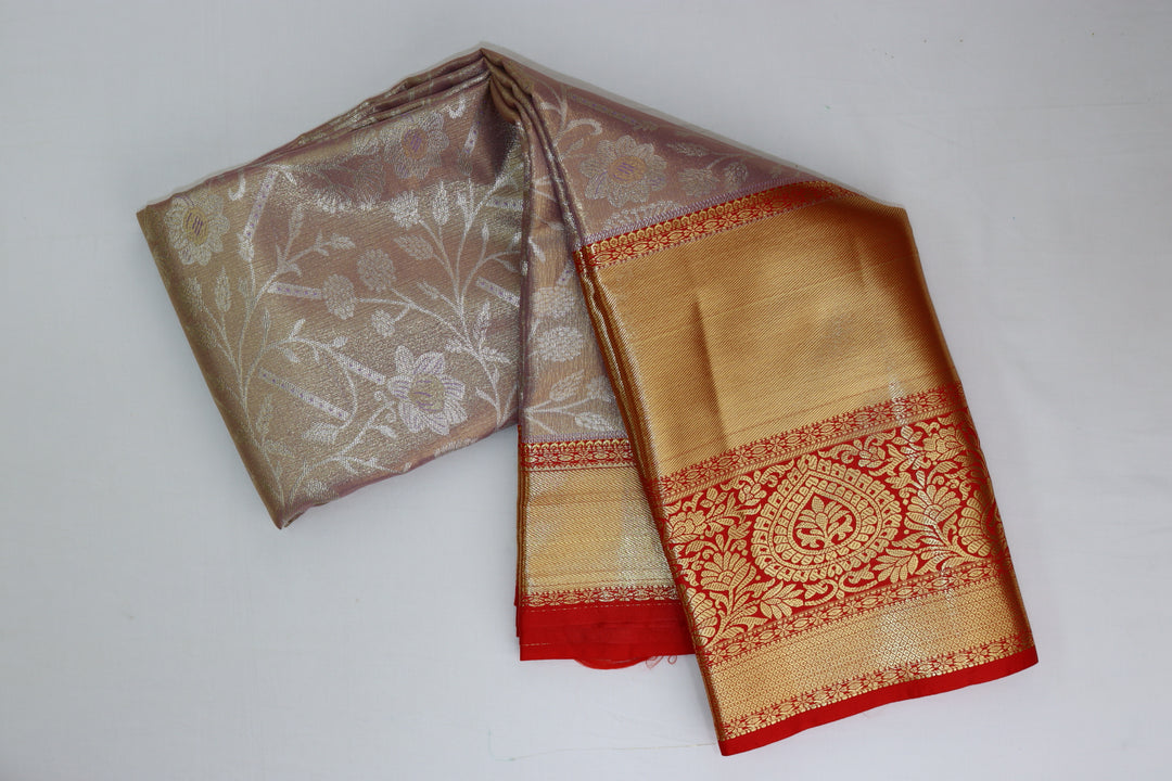 Timeless Beige Brown Kanjipuram Saree