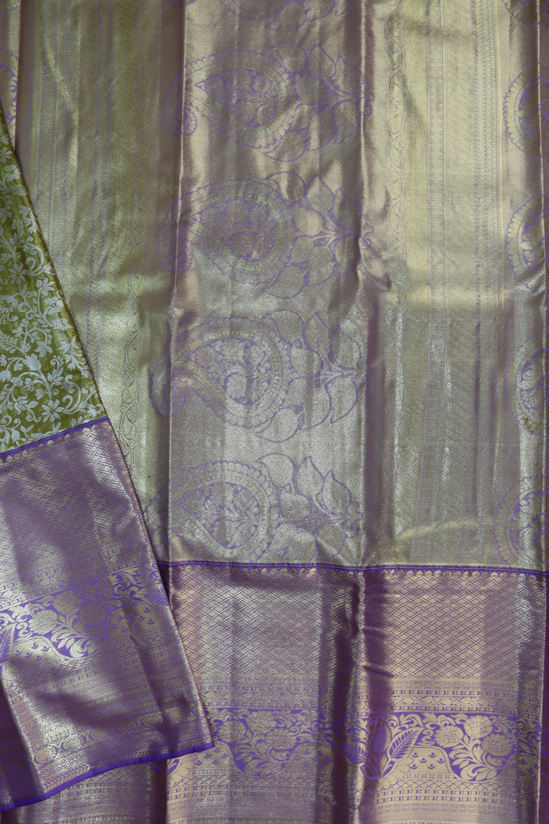 Royal Olive Green Kanjipuram Saree