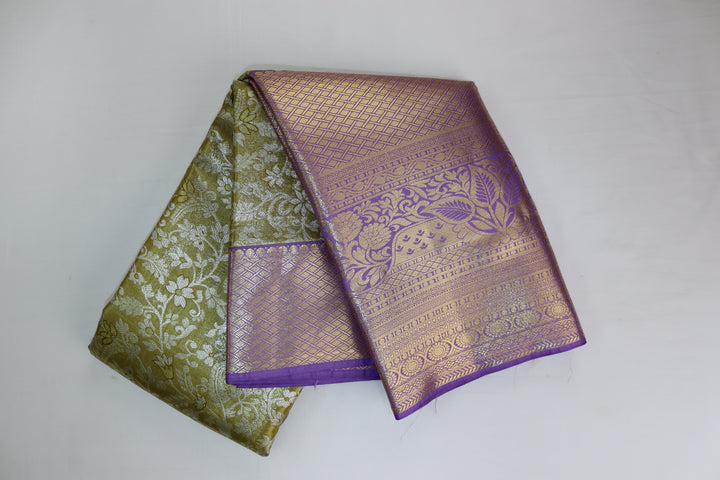 Royal Olive Green Kanjipuram Saree