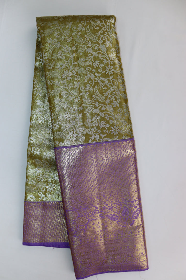 Royal Olive Green Kanjipuram Saree