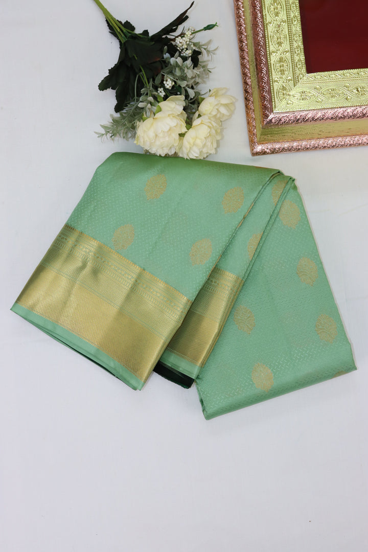 Exquite Mint Green Pure Kanjipuram Saree