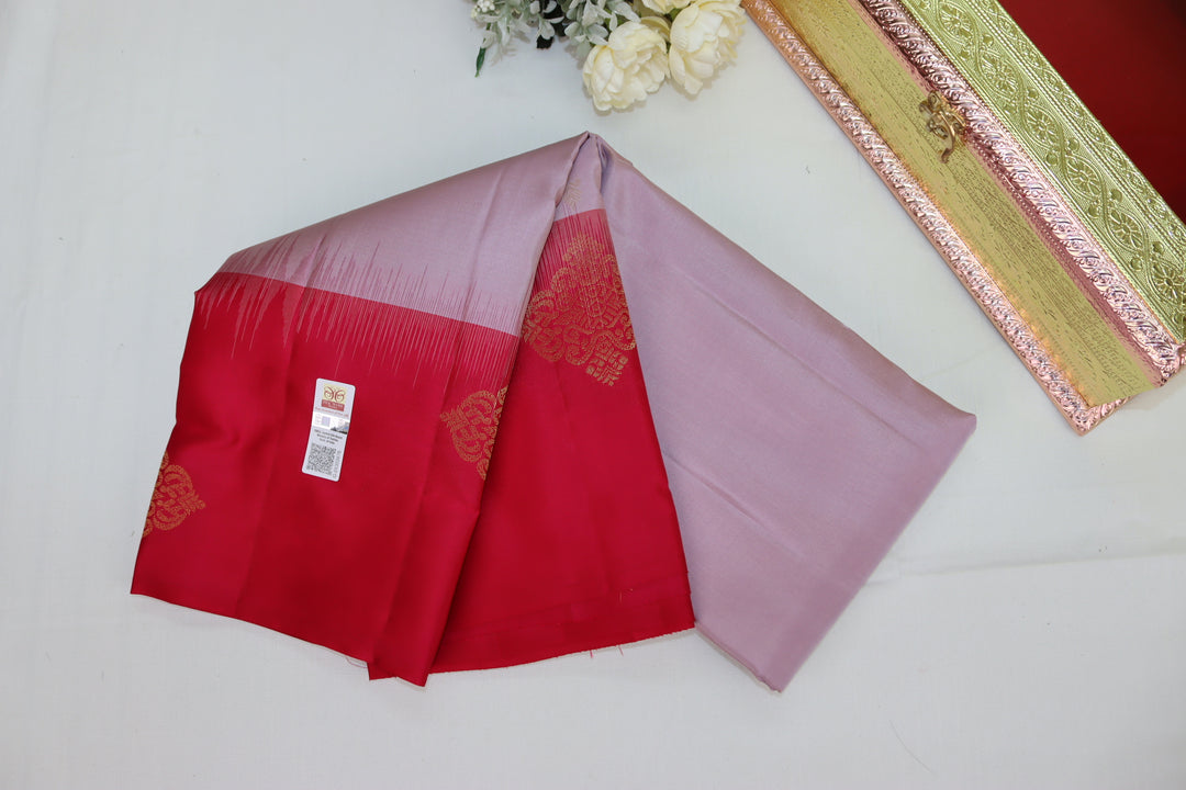 Graceful Pastel Purple Pure Kanjipuram Saree