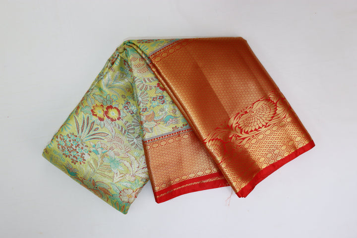 Graceful Lemon Yellow Kanjipuram Saree