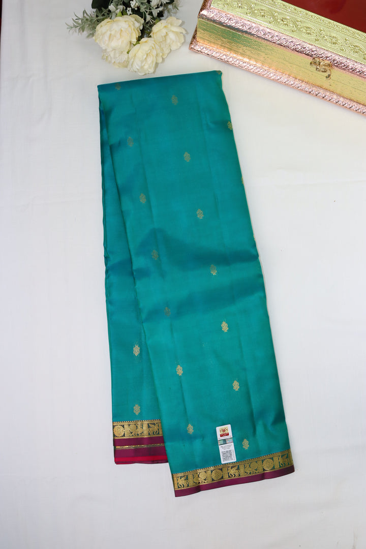 Regal Teal Blue Pure Kanjipuram Saree