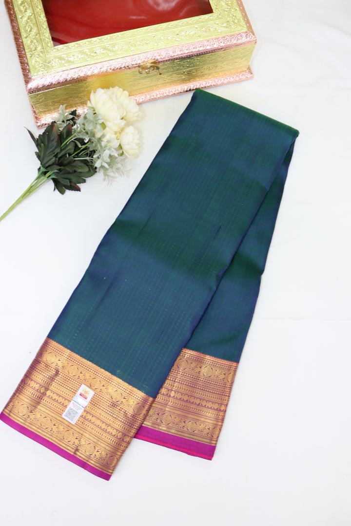 Elegant Teal Blue Pure Kanjipuram Saree