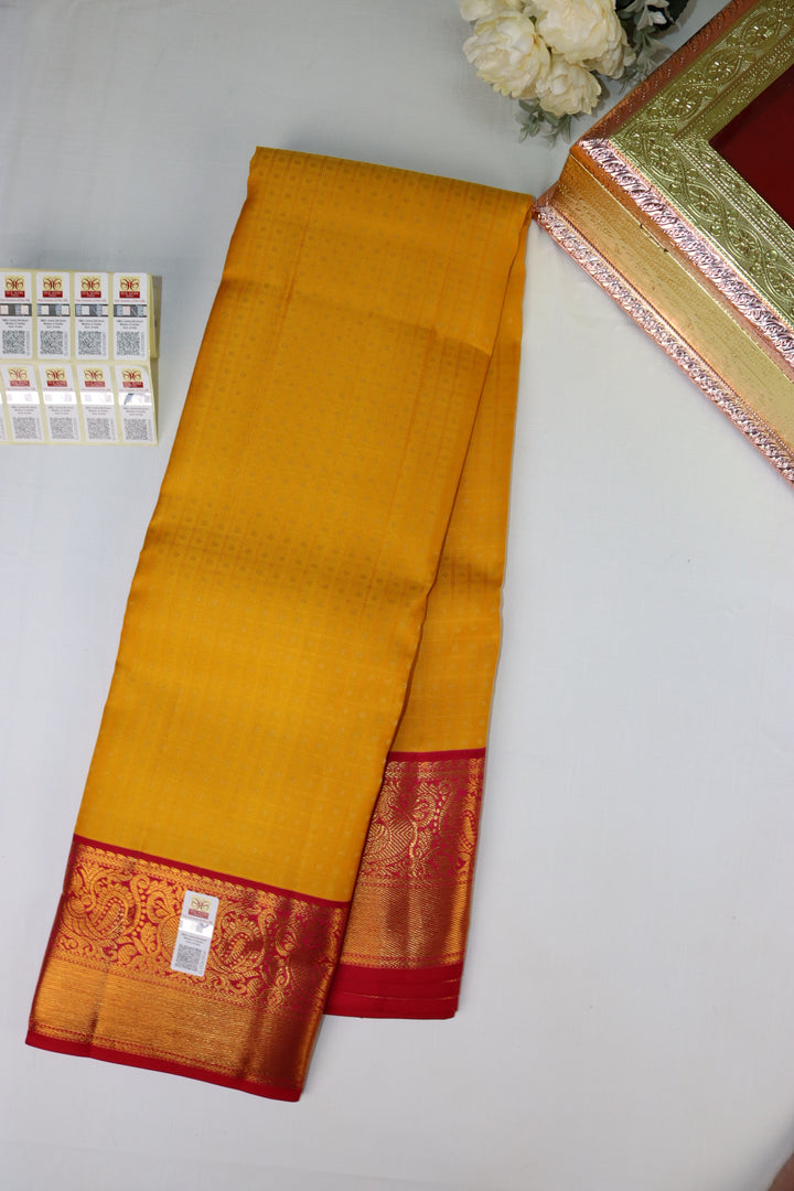 Exquisite Yellow Pure Kanjipuram Saree