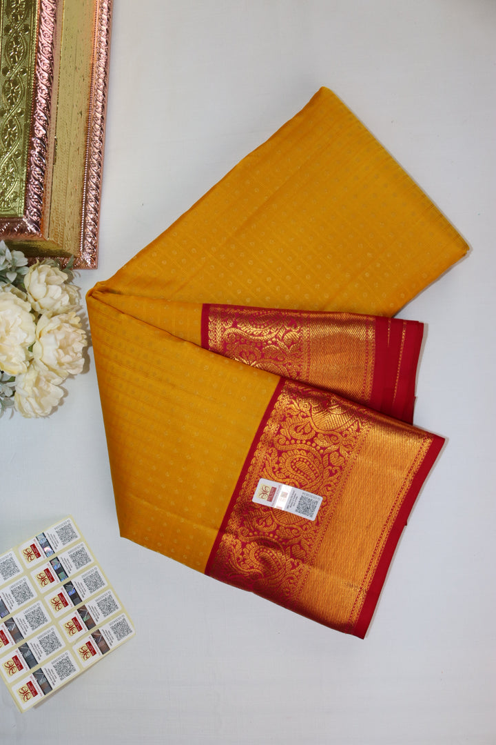 Exquisite Yellow Pure Kanjipuram Saree