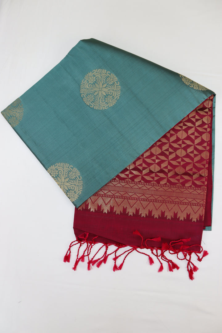 Rich Sea Blue Kanjipuram Saree