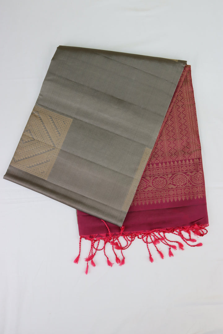 Elegant Ash Kanjipuram Saree