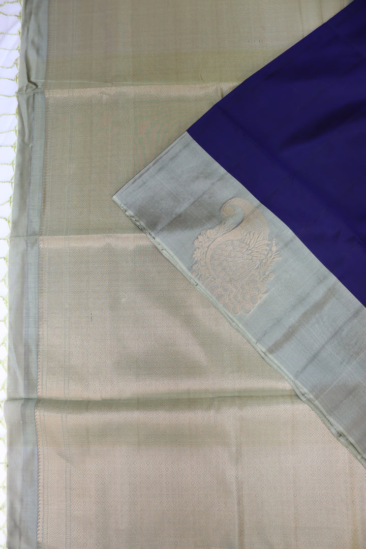 Captivating Dark Blue Kanjipuram Saree