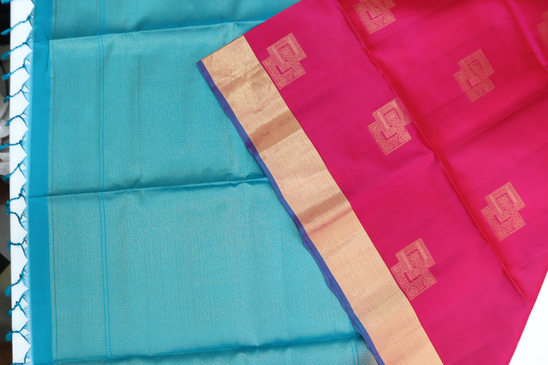 Traditional Deep Pink Kanjipuram Saree