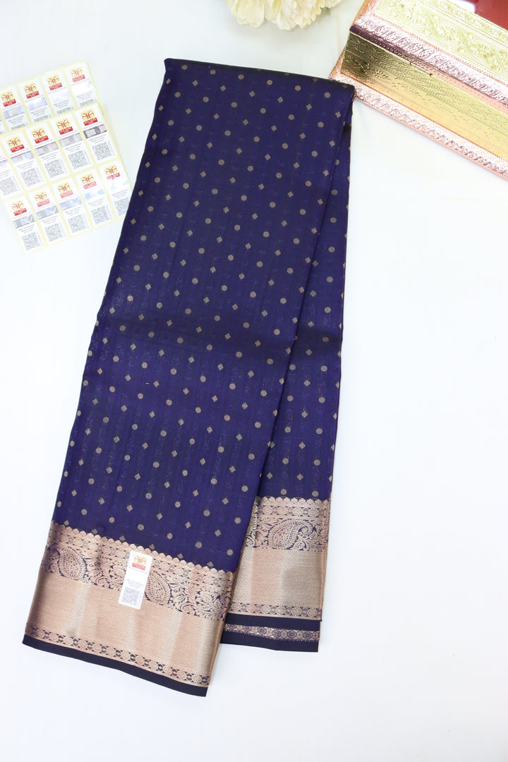 Divine Dark Blue Pure Kanjipuram Saree