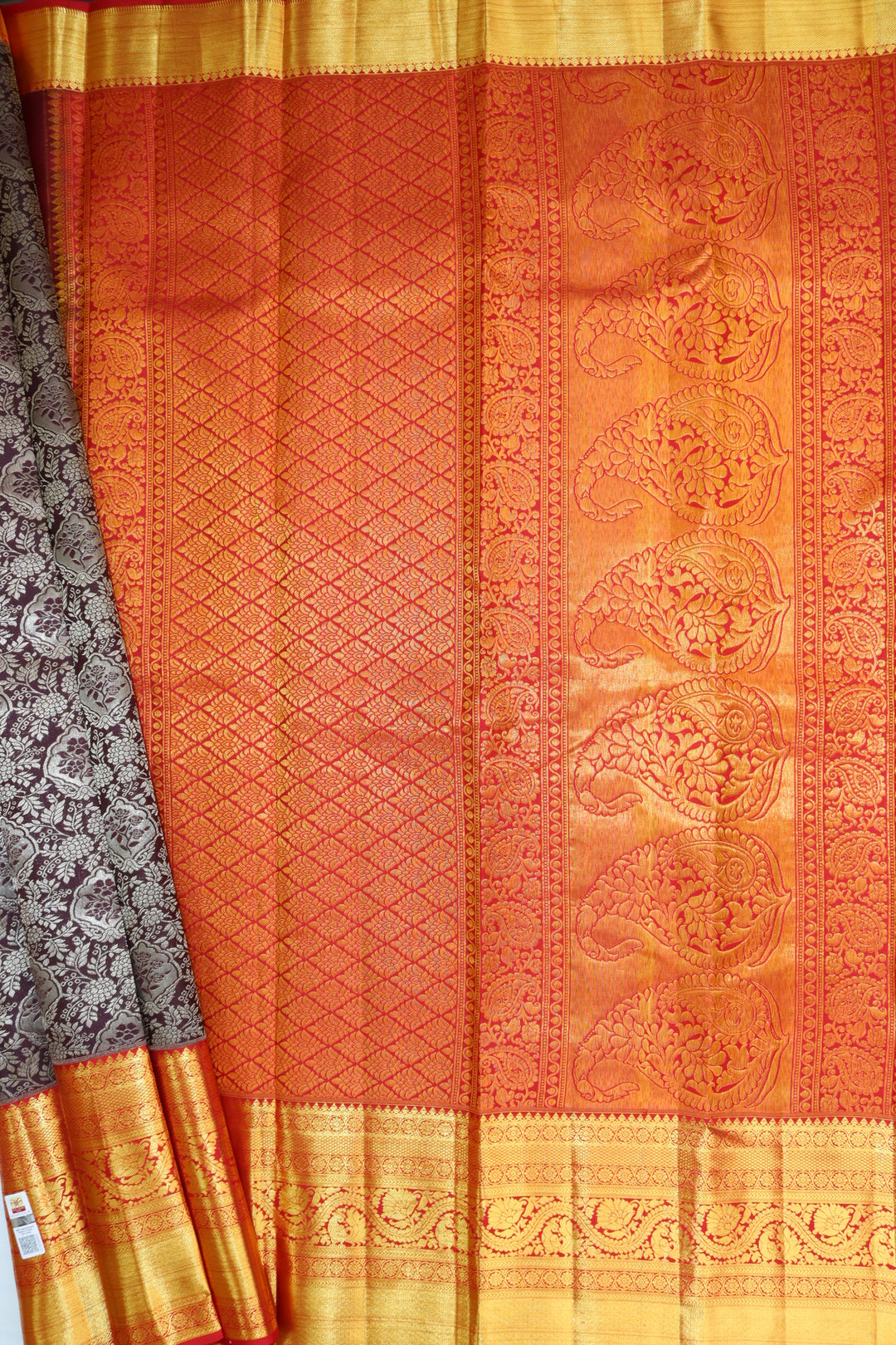 Classic Chocolate Brown Pure Kanjipuram Saree