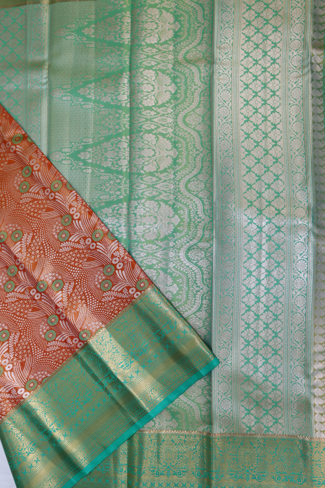 Captivating Pastel Orange Kanjipuram Saree