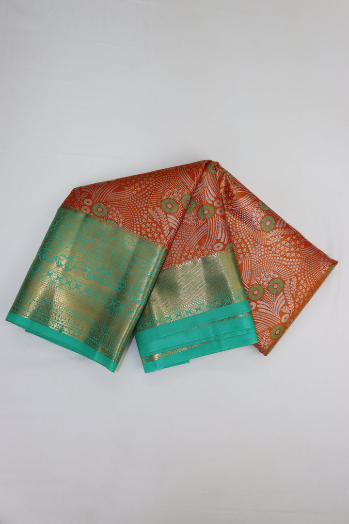 Captivating Pastel Orange Kanjipuram Saree