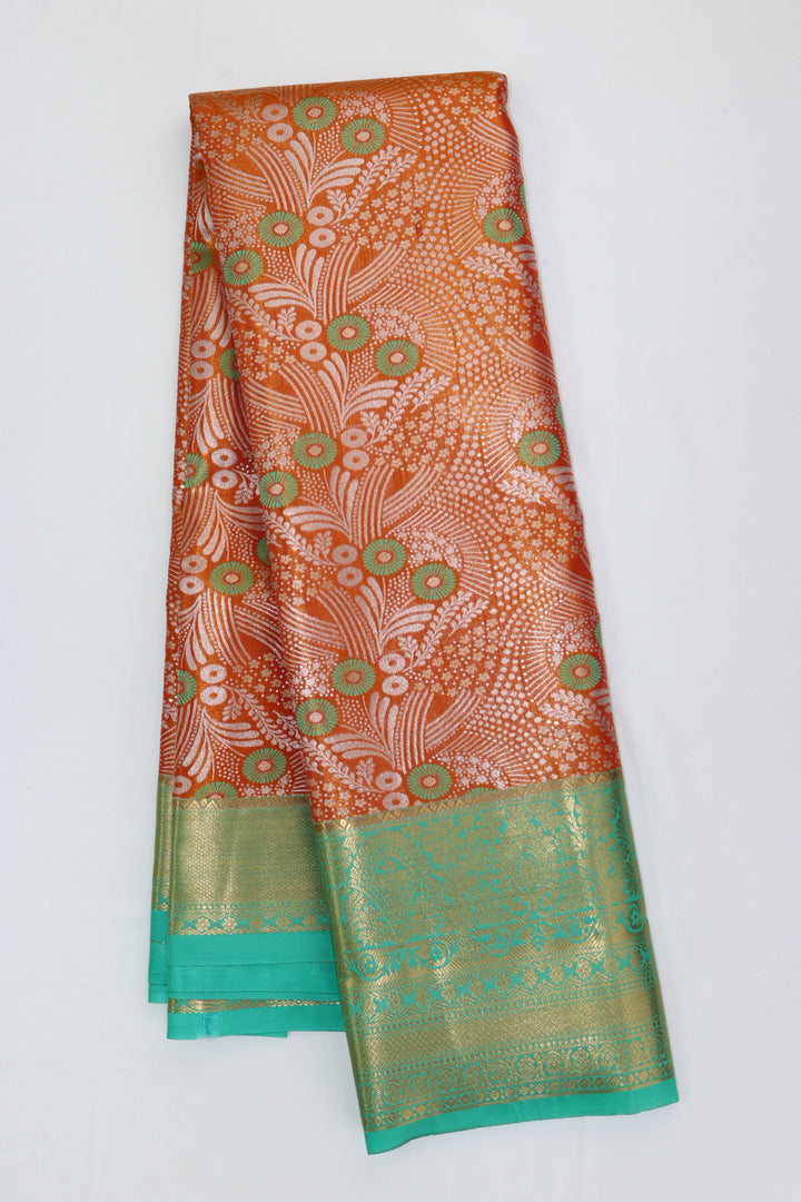 Captivating Pastel Orange Kanjipuram Saree