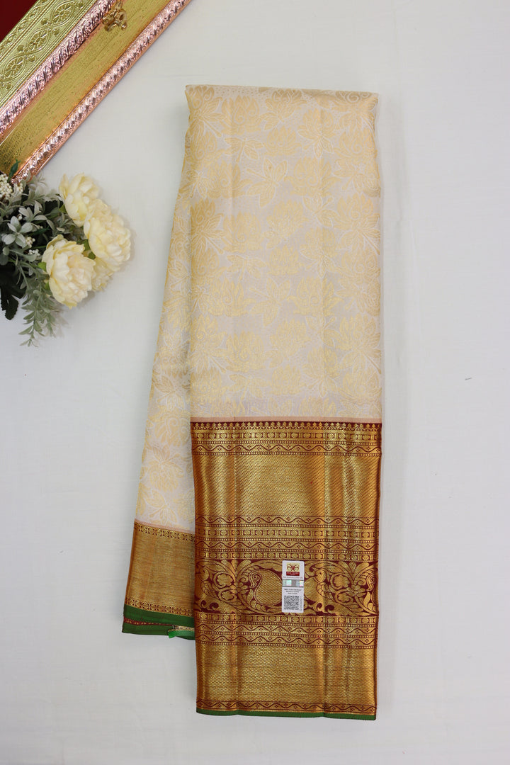 Radiant Cream Pure Kanjipuram Saree