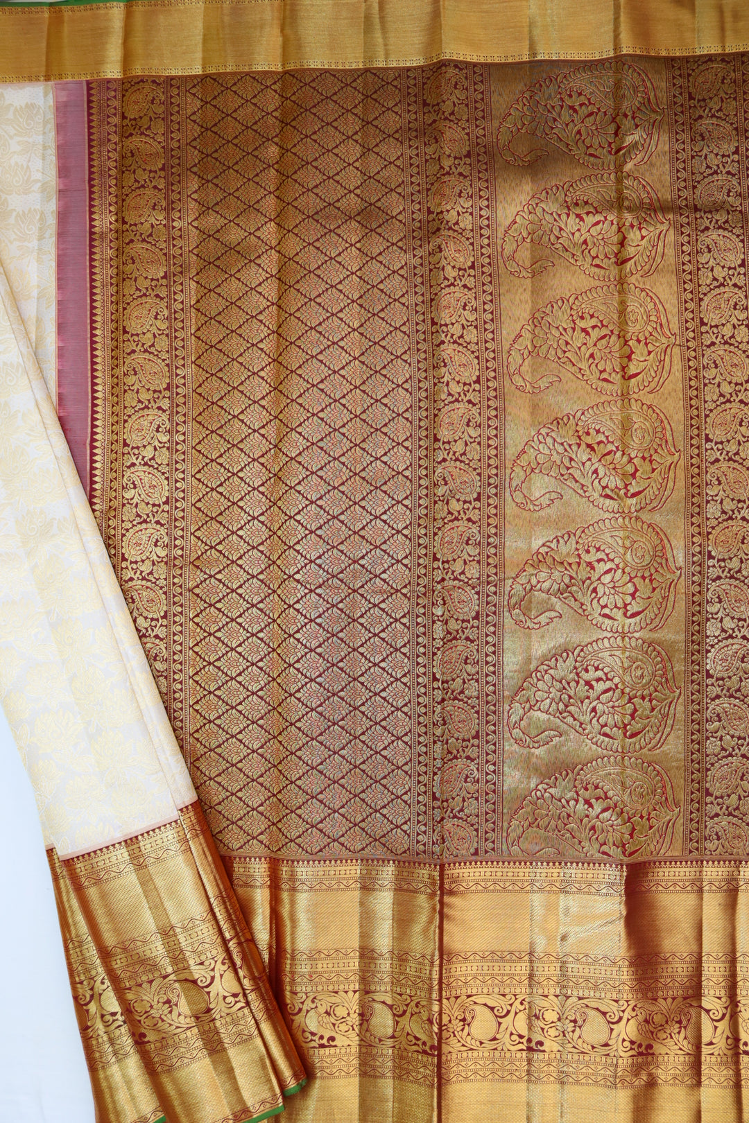 Radiant Cream Pure Kanjipuram Saree