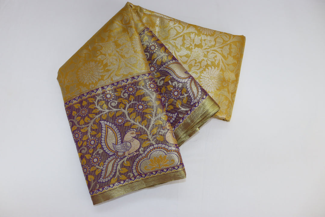 Amazing Gold Yellow Kanjipuram Saree