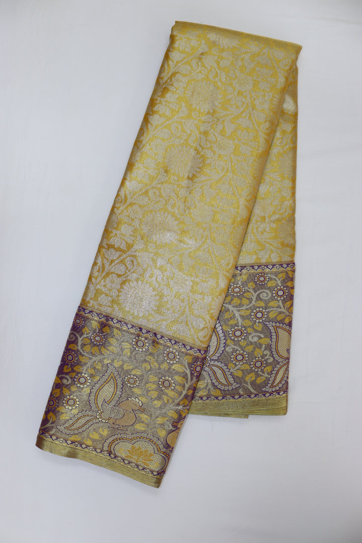 Amazing Gold Yellow Kanjipuram Saree