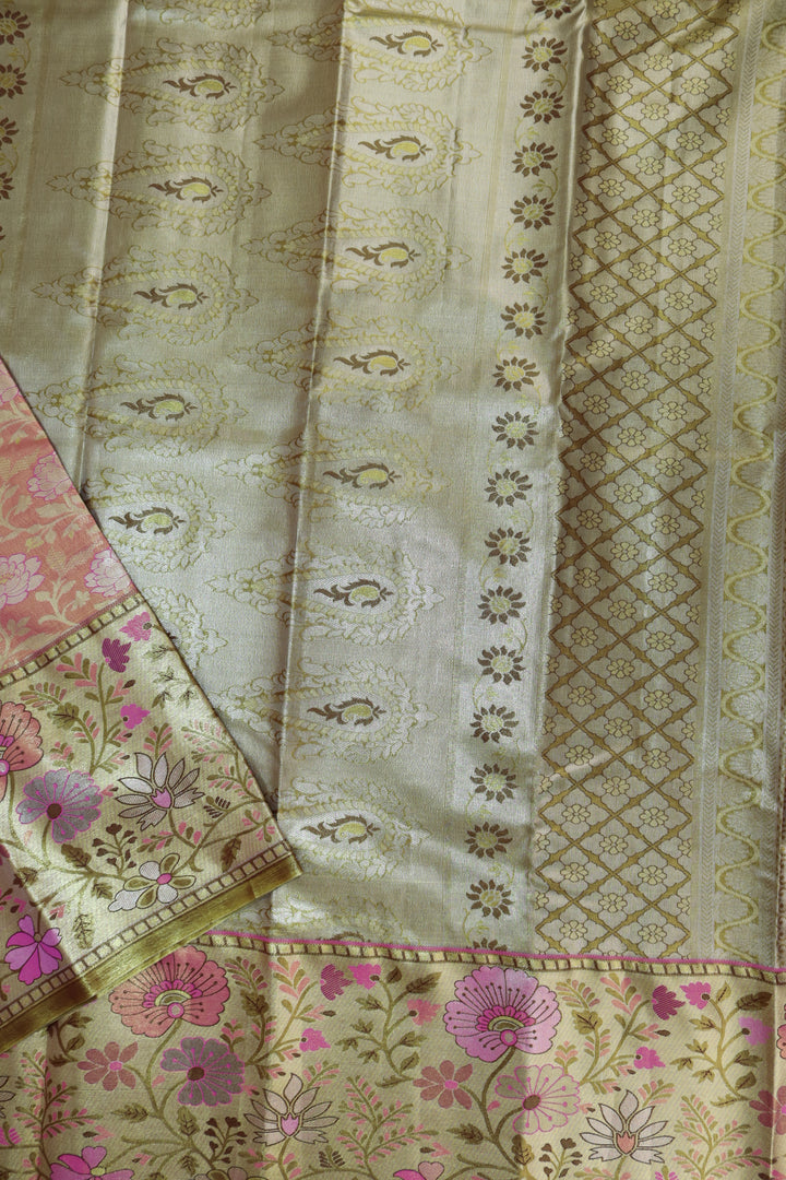 Divine Peach Pink Kanjipuram Saree