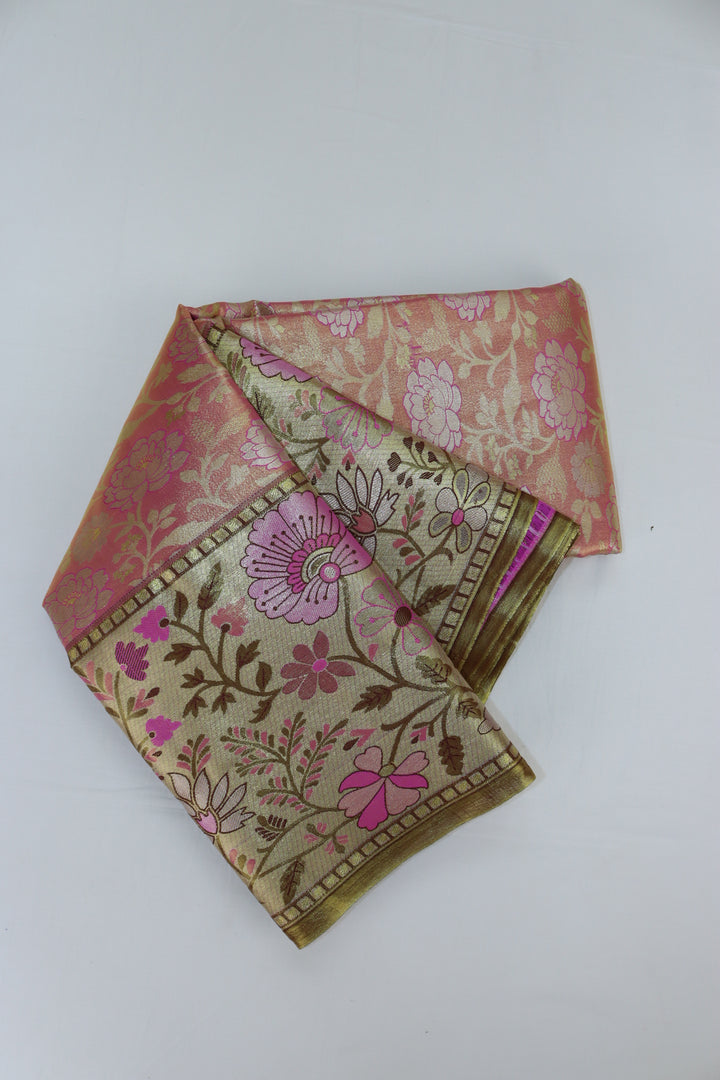 Divine Peach Pink Kanjipuram Saree