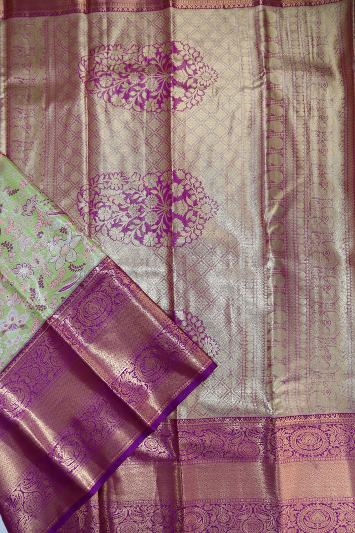 Rich Pista Green Kanjipuram Saree