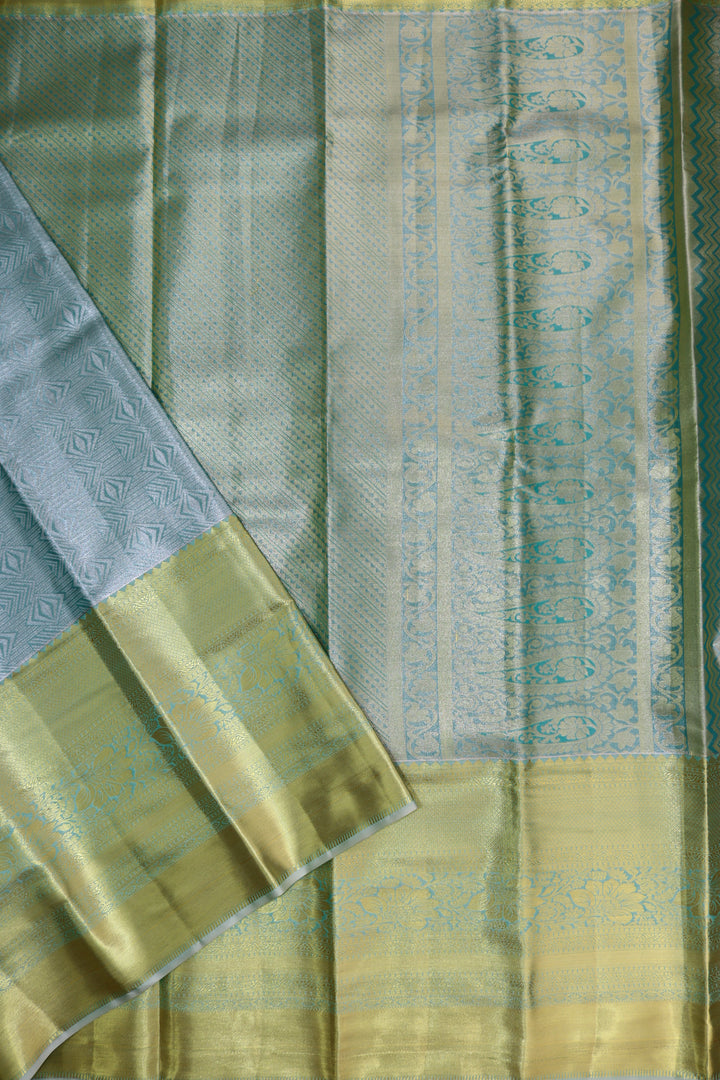 Traditional Sky Blue Kanjipuram Saree