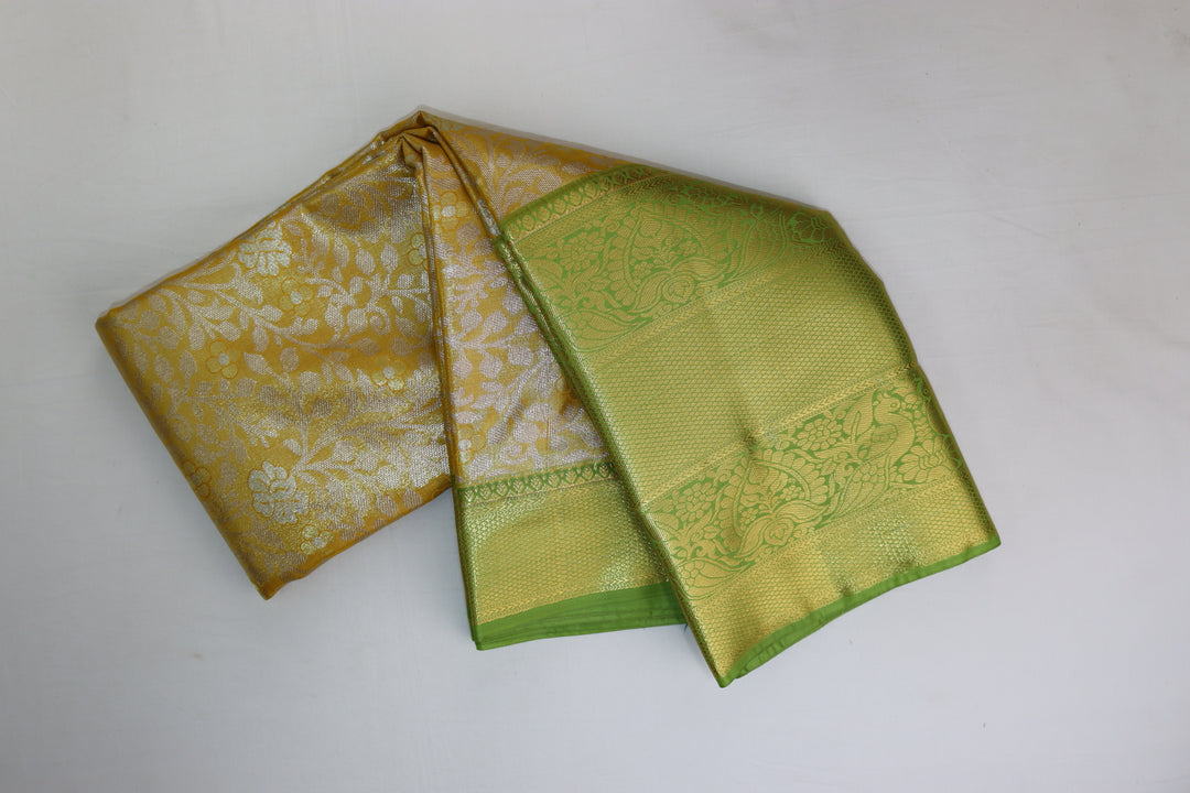 Elegant Pastel Yellow Kanjipuram Saree