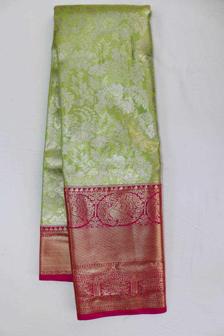 Divine Parrot Green Kanjipuram Saree