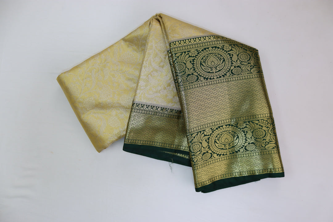 Exquisite Light Yellow Kanjipuram Saree