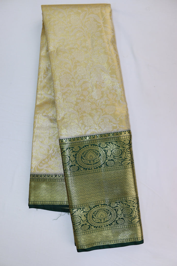 Exquisite Light Yellow Kanjipuram Saree