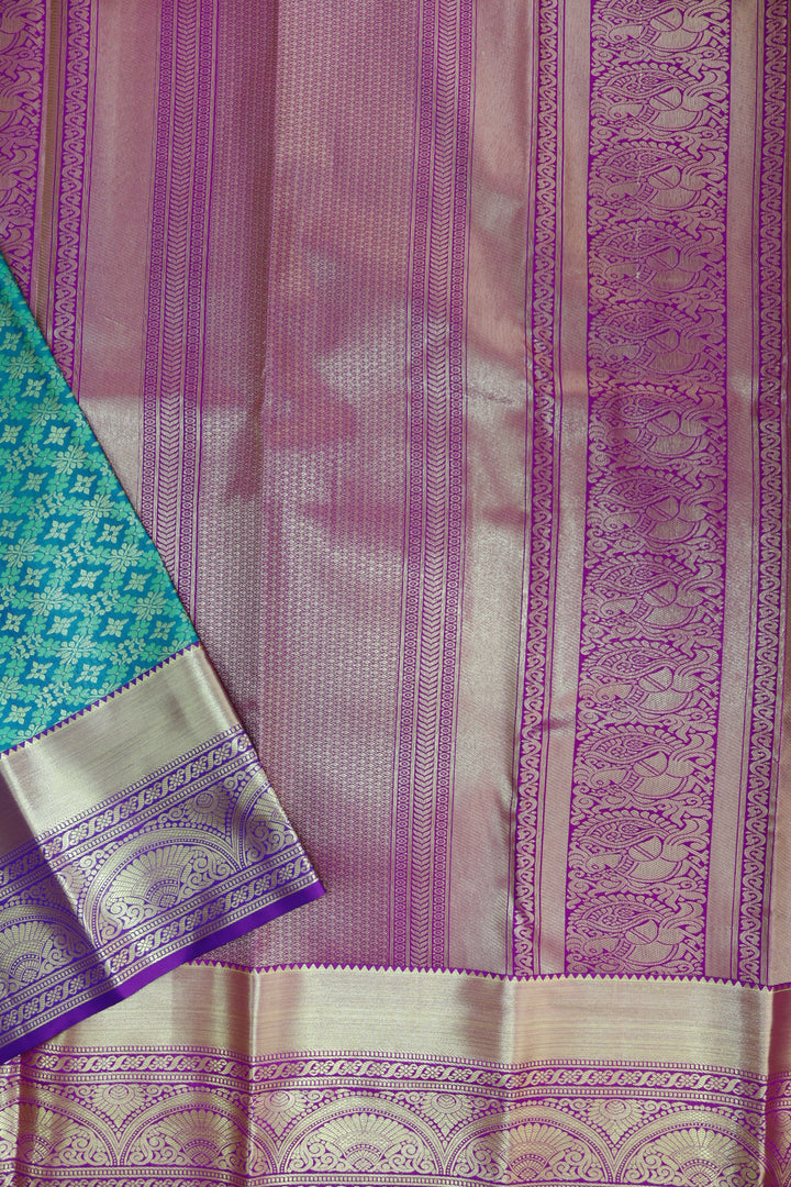 Luxurious Teal Green Kanjipuram Saree