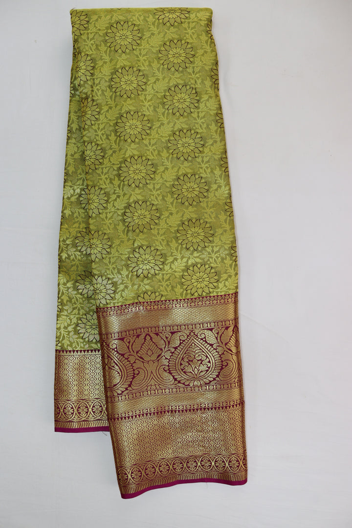 Lavish Light Green Kanjipuram Saree