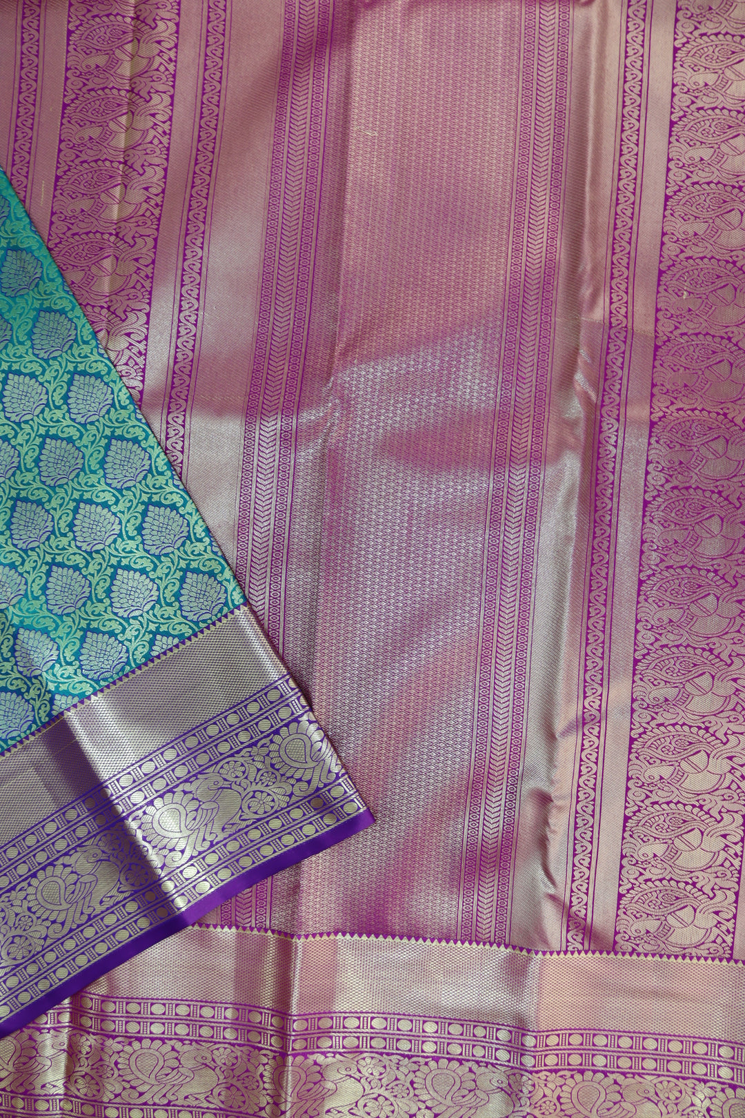 Regal Teal Green Kanjipuram Saree