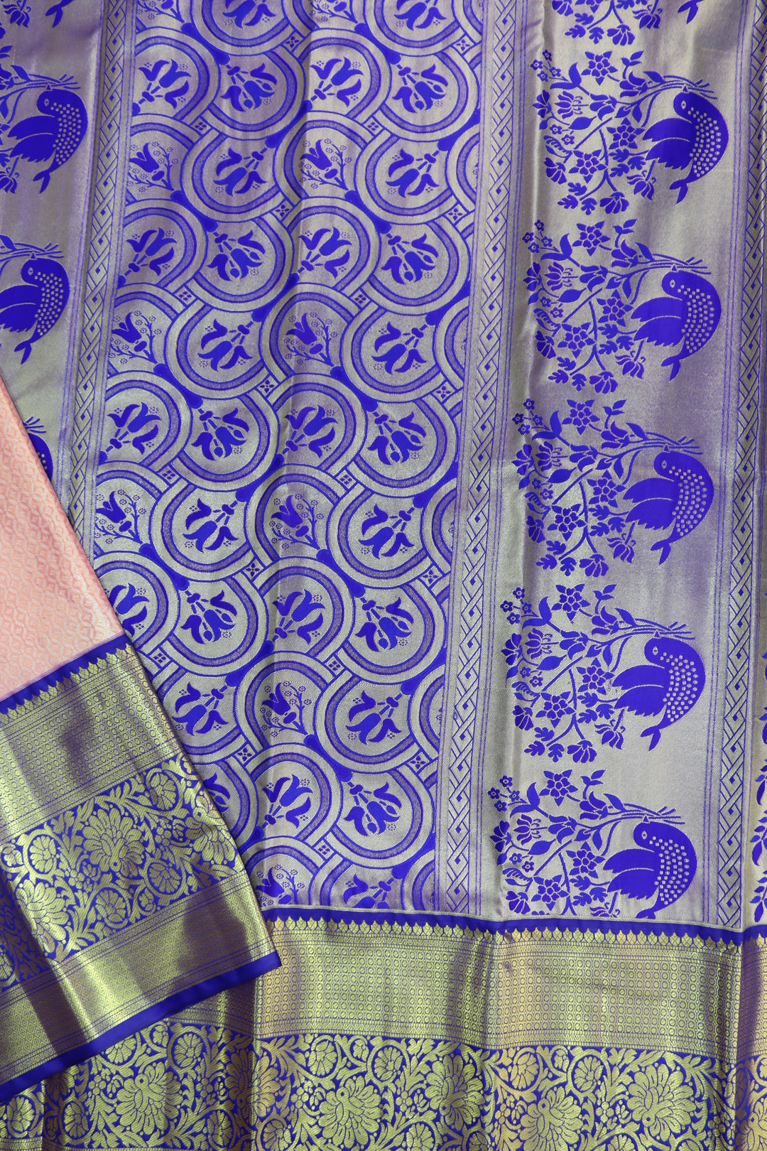 Opulent Light Peach Kanjipuram Saree